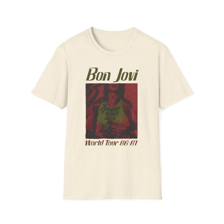 Bon Jovi Slippery When Wet Vintage World Tour Unisex Softstyle T-Shirt