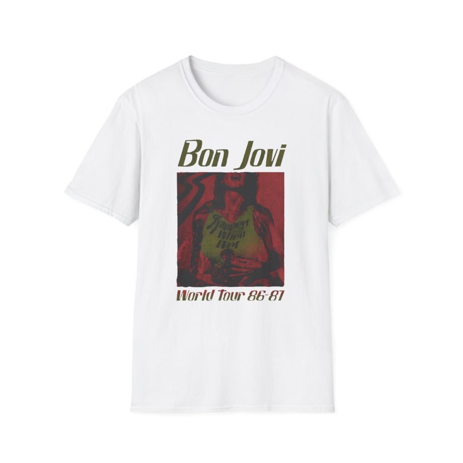 Bon Jovi Slippery When Wet Vintage World Tour Unisex Softstyle T-Shirt