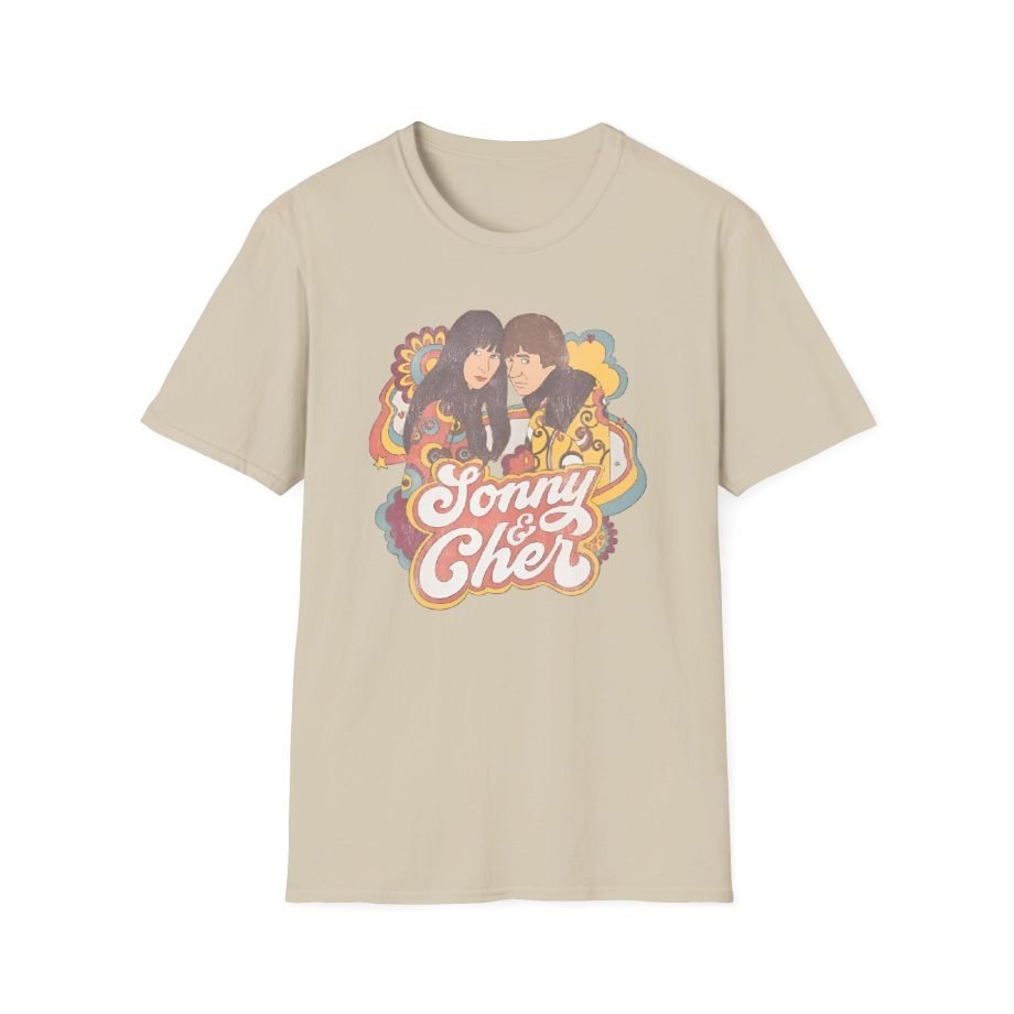 Sonny & Cher Groovy Couple Juniors Unisex Softstyle T-Shirt