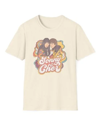Sonny & Cher Groovy Couple Juniors Unisex Softstyle T-Shirt