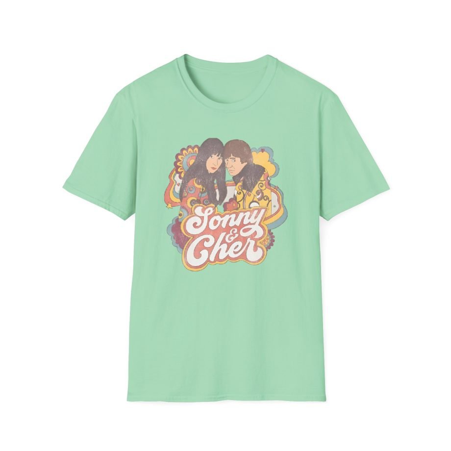 Sonny & Cher Groovy Couple Juniors Unisex Softstyle T-Shirt