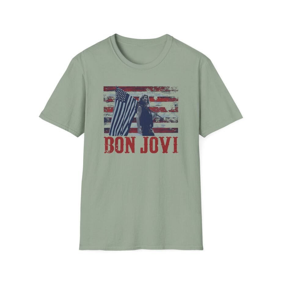 Bon Jovi American Flag Unisex Softstyle T-Shirt