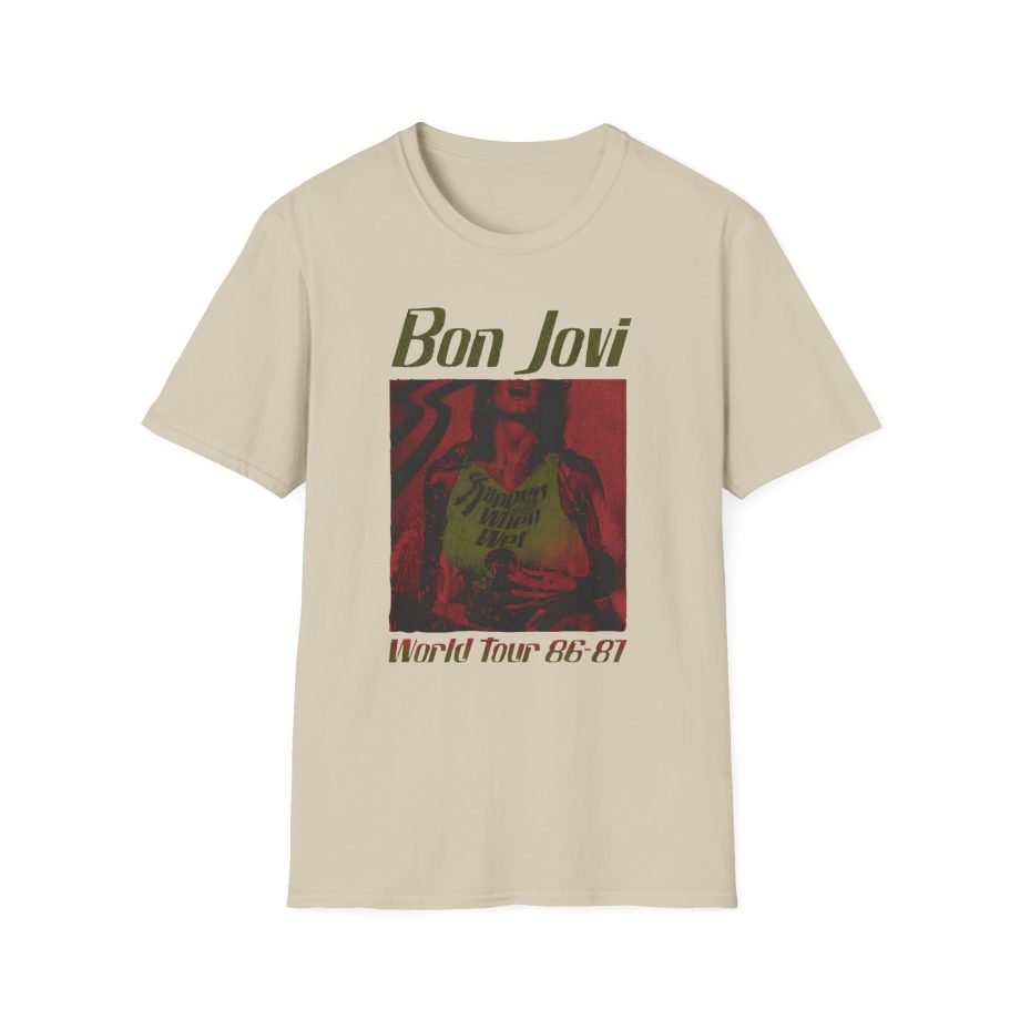 Bon Jovi Slippery When Wet Vintage World Tour Unisex Softstyle T-Shirt