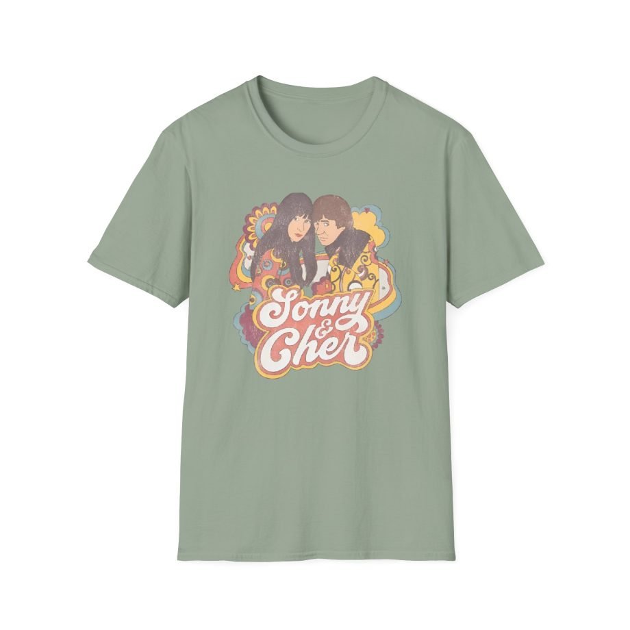 Sonny & Cher Groovy Couple Juniors Unisex Softstyle T-Shirt